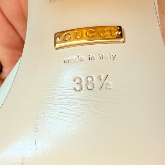 Gucci Mystic White Baby Horsebit block heel 70mm open toe mules EU 38.5 - Picture 8 of 9